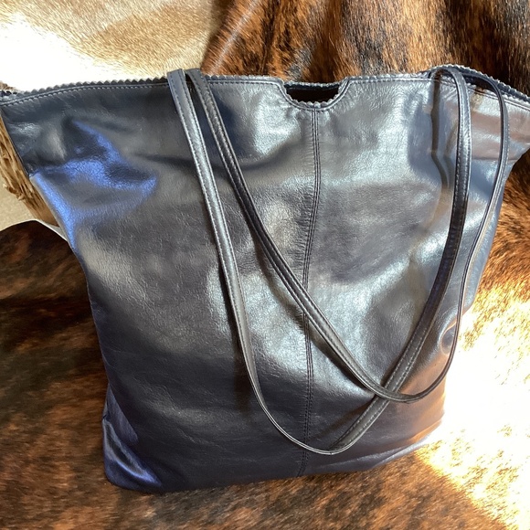 Dark Navy Blue Latico Genuine Leather Floral Lined Tote Handbag - Picture 1 of 10